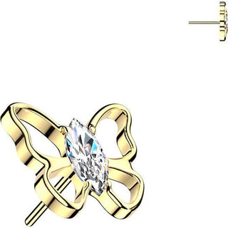 Titanium Top top marquise zirconia hollow butterfly Push-In