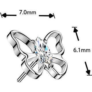 Titanium Top top marquise zirconia hollow butterfly Push-In