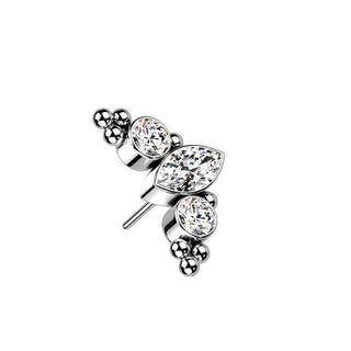 Titanium top 3 zirconias or opals beaded balls Push-In