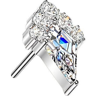 Titanium top kite and round zirconia cluster Push-In