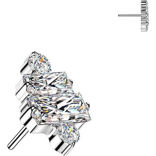 Titanium Top top 2 baguette and 2 round zirconia cluster Push-In