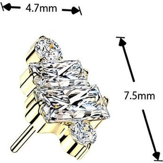 Titanium Top top 2 baguette and 2 round zirconia cluster Push-In
