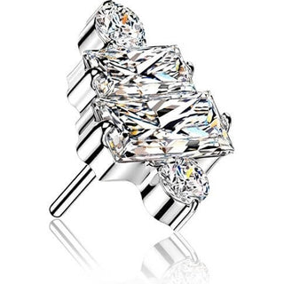 Titanium top 2 baguette and 2 round zirconia cluster Push-In