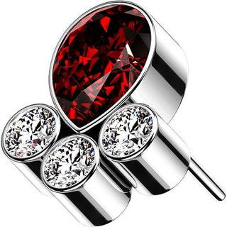 Titane Embout Embout Goutte 4 Zircones Argent Enfoncer