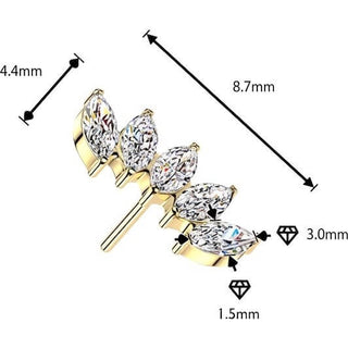 Titanium Top Top 5 Petite Marquise Zirconia Fan Push-In