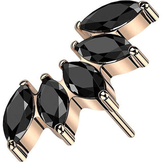 Titanium Top Top Marquise Cut 5 Zirconias Push-In