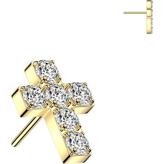 Titanium Top Top Pavé Zirconia Cross Push-In