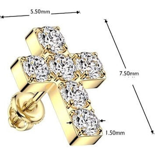 Titanium Top Top Pavé Zirconia Cross Push-In