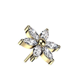 Top Top Flower 6 Marquise Cut Zirconia Push-In