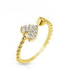 Finger Ring Mid-Ring Toe Ring Adjustable Heart Multi Pave Gems Rhodium Plated