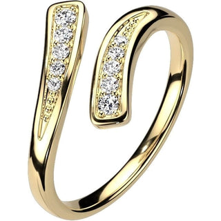 Finger Ring Double Line Adjustable Zirconia
