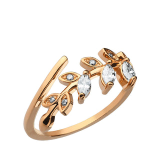 Finger Ring Toe Ring Mid-Ring Adjustable Marquise Cut Cubic Zirconia Set Leaf