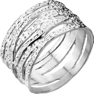 Finger Ring wide criss cross hammered ring
