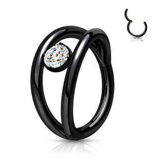 Anello Piercing Sfera d´argento con zircone Clicker