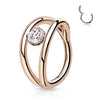 Anello Piercing Sfera d´argento con zircone Clicker