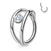 Anello Piercing Sfera d´argento con zircone Clicker