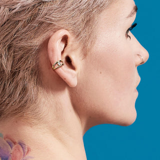 Anello Piercing Sfera d´argento con zircone Clicker