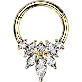 Ring Flowers Zirconia Clicker