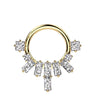 Anello Piercing Ventaglio di zirconi rettangolari Clicker