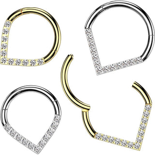 Anello Piercing  Chevron zirconi Segment