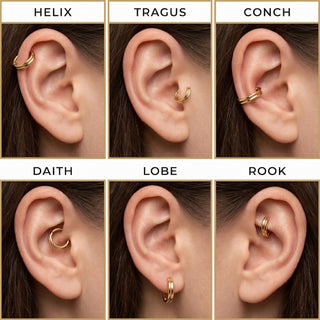 Ring Double Line Clicker – Piercing-Positionen am Ohr