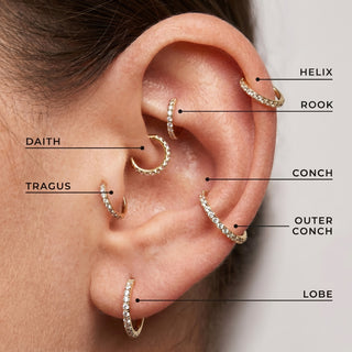 Ring Zirconia Clicker – Piercing-Positionen am Ohr