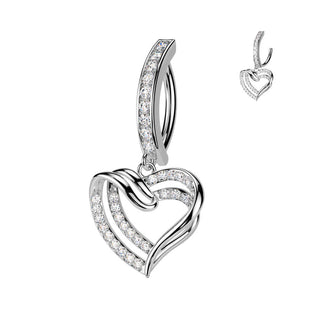 Piercing Nombril cœur pendentif zircone Segment