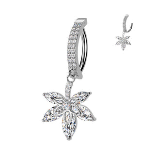 Belly Button Piercing flower dangle zirconia Clicker
