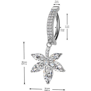 Piercing Nombril fleur pendentif zircone Cliqueur
