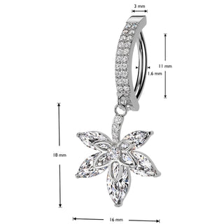 Belly Button Piercing flower dangle zirconia Clicker