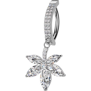 Piercing Ombelico fleur penzolare zircone Clicker