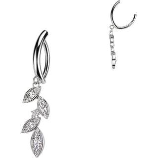 Belly Button Piercing marquise cubic zirconia leaf vine dangle Clicker