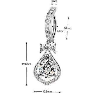 Belly Button Piercing pave cubic zirconia with large pear dangle Clicker
