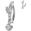 Piercing Nombril cœur pendentif zircone