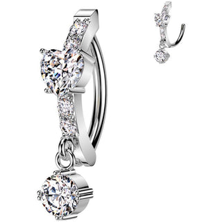 Piercing Nombril cœur pendentif zircone