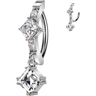 Piercing Nombril carré pendentif zircone