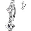 Belly Button Piercing square dangle zirconia