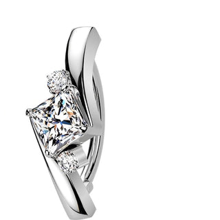 Belly Button Piercing princess cut and round cubic zirconias Clicker