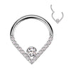 Titanium Ring Chevron Zirconia Opal Silver Clicker