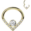 Titanium Ring Chevron Zirconia Opal Silver Clicker