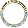 Titanio Anello Piercing Zirconi e Turchesi Clicker