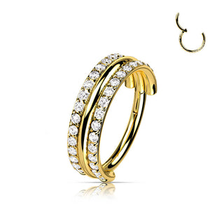 Titanium Ring Double Row Zirconia Clicker