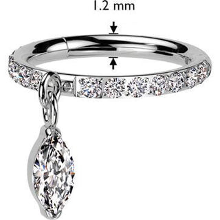 Titanium Ring zirconia marquise cut dangle Segment