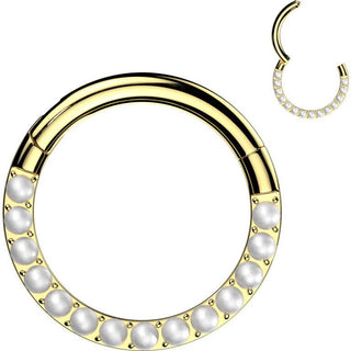Titanio Anello Piercing Perle Segment
