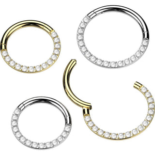 Titanio Anello Piercing Perle Segment