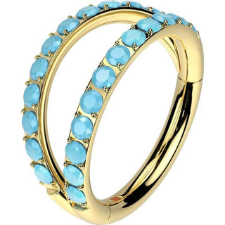 Titanio Anello Piercing Doppio anello turchese Segment