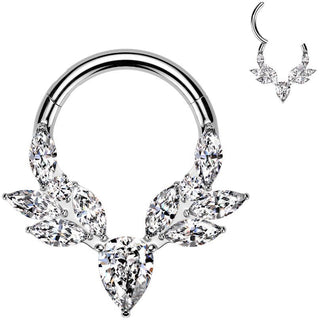 Titanium Ring vines marquise cut zirconia Segment