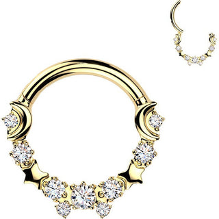Titanium Ring moon star zirconia Segment