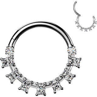 Titanium Ring baguette cubic zirconia fan Clicker