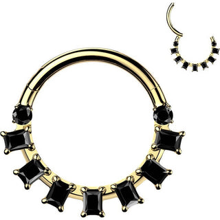 Titanium Ring baguette cubic zirconia fan Clicker